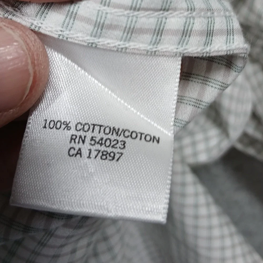 Banana Republic‎ Check Shirt Men's XL Beige Green Plaid Long Sleeve Cotton